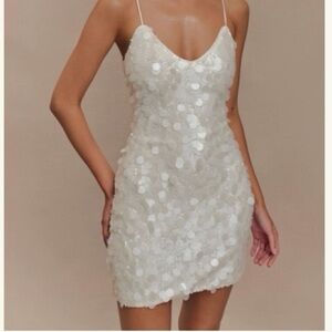 Meshki White Sequin Mini Dress